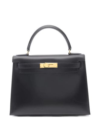 Herm&egrave;s 1971 28 Kelly tote bag - women - Calf Leather - One Size - Black