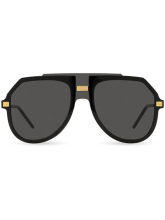 Dolce & Gabbana Eyewear Occhiali da sole oversize con logo inciso - Nero