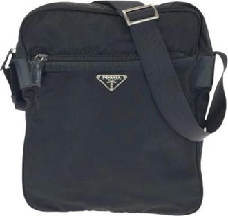 Prada Pre-owned Cross Body Bags, female, Black, Size: ONE SIZE Pre-owned Tessuto Nylon Shoulder Bag