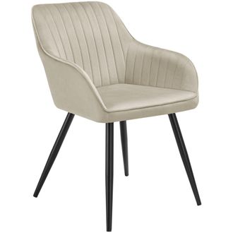 TecTake Silla de comedor con aspecto de terciopelo y acolchada crema/negro