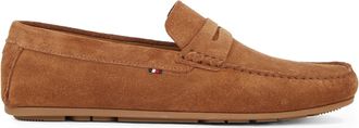 Tommy Hilfiger Casual Mens Suede Driving Shoes - Brown Leather - Size UK 10.5