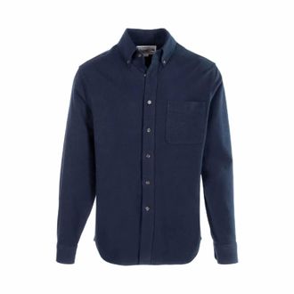 Schott NYC Men Cotton Flannel Shirt In Navy