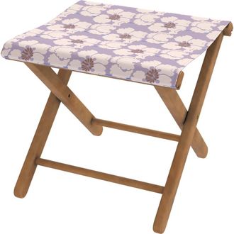 Vent de Boh&egrave;me Taburete plegable de eucalipto y tela outdoor flores lila