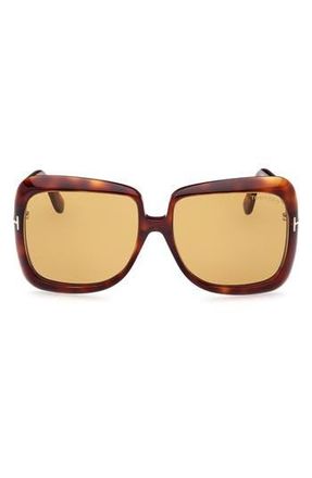Tom Ford Lorelai 59mm Square Sunglasses in Dark Havana /Brown at Nordstrom Rack