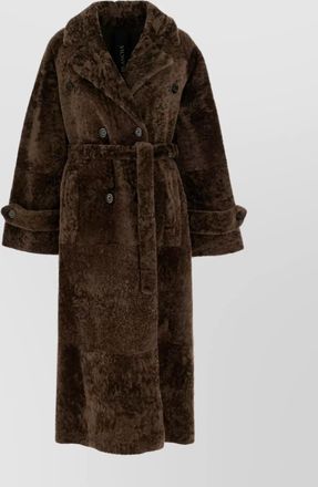 BLANCHA shearling coat waist belted