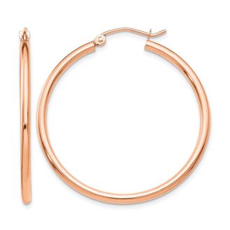Diamond2Deal 14K Gold 2x35mm Round Shape Hoop Earrings
