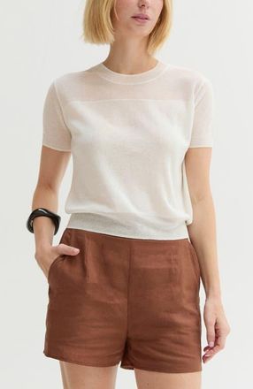Crescent Short Sleeve Sheer Knit Top in Ivory at Nordstrom, Size X-Small