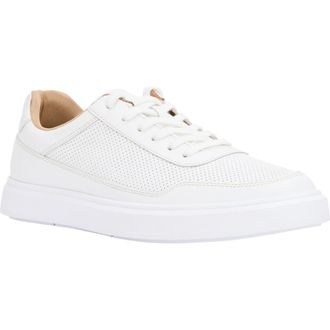 Andr&eacute; Assous Andrew Perforated Leather Sneaker in White Perf at Nordstrom, Size 10.5