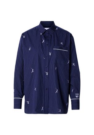 Lacoste Blue Monogram Jacquard Oversized Shirt
