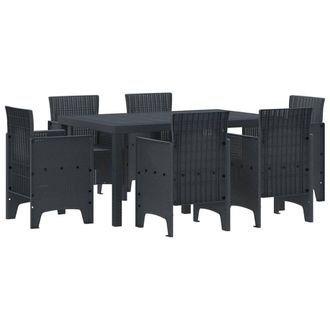 Berkfield Home 7 Piece Garden Dining Set Anthracite Poly Rattan in Grey