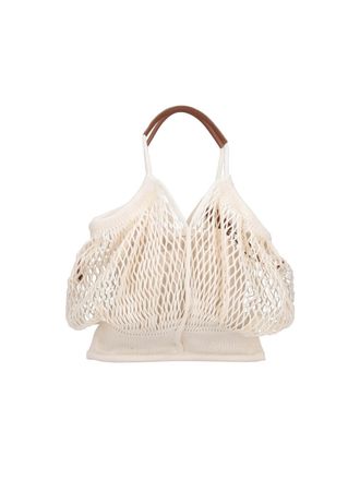 Hereu Beige Open-Weave Net Bag Removable Pouch