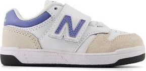 New Balance Infants B480 New-B Hook & Loop in White/Blue Synthetic, size 4.5