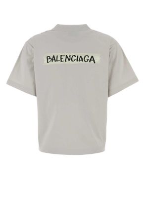 Balenciaga Womens Chalk Cotton T-Shirt Dirty White T R Elastan
