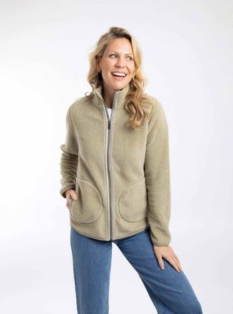 Weird Fish Lucille Lightweight Full Zip Borg Fleece in Laurel Green at Nordstrom, Size 10