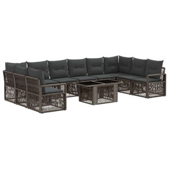 vidaXL Set Divano Da Giardino 11 Pz Grigio E Grigio Scuro Polyrattan Vidaxl
