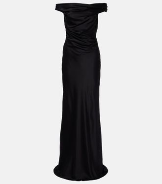 The Sei Bardot off-shoulder silk charmeuse gown