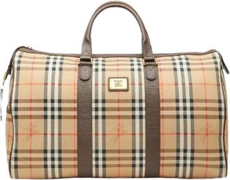 Burberry Pre-owned Weekend Bags, female, Beige, Size: ONE SIZE Pre-owned Canvas Weekend Bag