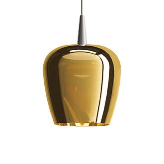 Zafferano Zafferano Lampada A Sospensione Bilia 230v Led 8w In Vetro Borosilicato Soffiato Finitura Oro Antico, Design A Campana, Diametro 18 Cm, Altezza 324 Cm