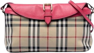 Burberry Pre-owned Cross Body Bags, female, Beige, Size: ONE SIZE Pre-owned Haymarket Check Crossbody Bag