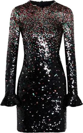 Valentino Garavani Valentino Black Sequinned Silk Chiffon Mini Dress Size S