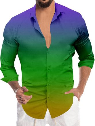 Generic Mens Sequin Shirt Long Sleeve Glitter SparkIe Shirt for Carnival Festival Party Nightclub Fancy Dress Shiny Disco Costume Tops Button Down for Men Sta