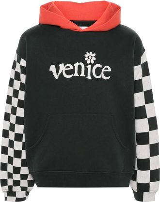 ERL Hoodies, male, Black, XL, Venice-print colour-block hoodie