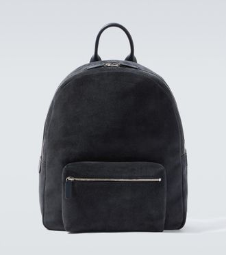 Kiton Leather-trimmed suede backpack