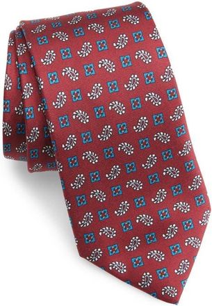 Clifton Wilson Paisley & Medallion Silk Tie in Burgundy at Nordstrom