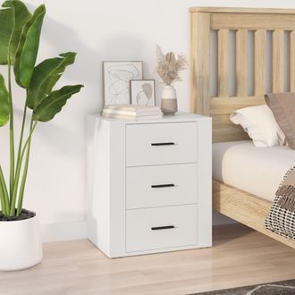 vidaXL Mesita De Noche Madera Contrachapada Blanco 50x36x60 Cm Vidaxl