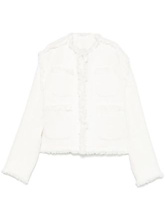 sacai distressed-denim jacket - White
