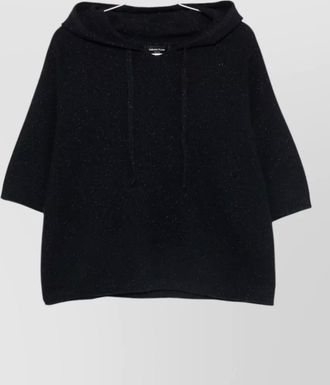 Fabiana Filippi cashmere wool glitter-effect short-sleeve hooded jumper