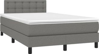 vidaXL Cama Box Spring Con Colch&oacute;n Tela Gris Oscuro 120x190 Cm Vidaxl