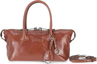 Miu Miu Logo-embossed Leather Tote Bag