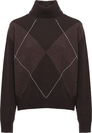 PESERICO Structured Wool Blend Sweater With Geometric Pattern