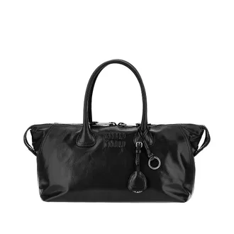 Miu Miu Glossy leather bag with embossed logo Woman One Size
