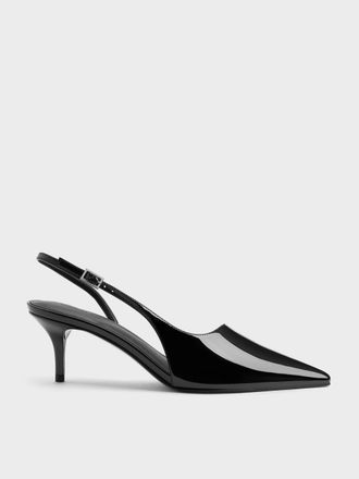 Charles & Keith Patent Pointed Slingback Pumps