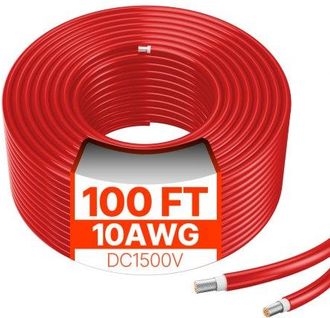 OEM 6mm&sup2;/10 Awg Cable De Extensi&oacute;n Para Panel Solar 30,48m, Impermeable Ip67, Rojo