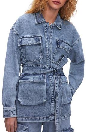 Good American Uniform Denim Cargo Jacket in Indigo301 at Nordstrom Rack, Size Xx-Small/x-Small