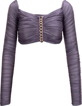 Elisabetta Franchi To 03137E2 Top - Dames - Longsleeves - Paars - M - Tops