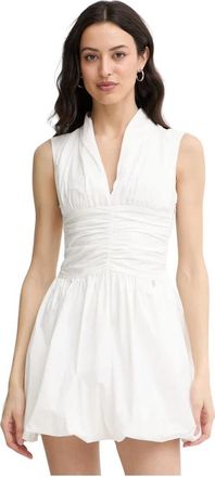 Liu Jo Ruched Bubble Mini Jurk - Dames - Korte kleedjes - Wit - M - Katoen - Kleedjes