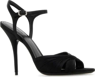 Balenciaga Twisted Suede Ankle-Strap Heel Sandal - Black