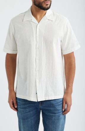James Campbell Ephesia Slub Cotton Camp Shirt in Ivory at Nordstrom, Size Xx-Large