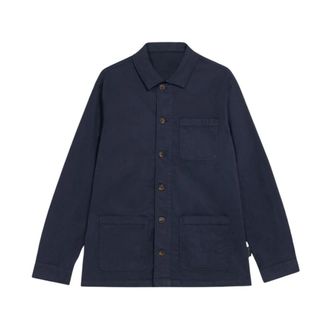 Brooks Brothers Navy Garment Dyed Colored Shirt Jacket - Heren - Zomerjassen - Blauw - M - Katoen - Jassen