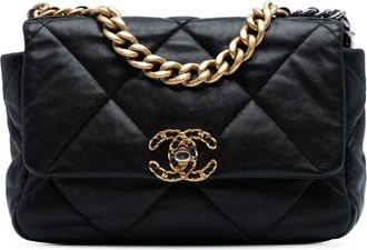 Chanel 2019 medium lamsleren 19 Flap tas - Zwart