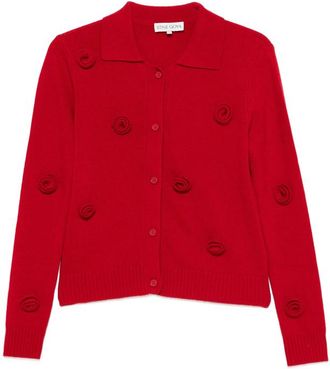 Stine Goya Floral-appliqu&eacute; Polo Cardigan