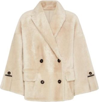 Brunello Cucinelli Shearling reversible outerwear in Ivory at Nordstrom, Size 38 It