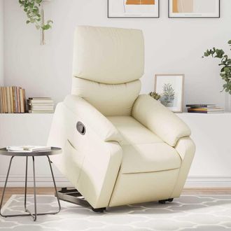 vidaXL Vidaxl - Sill&oacute;n Reclinable De Masaje De Pie Cuero Artificial Color Crema