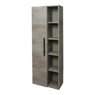 Dmora Columna De Ba&ntilde;o Dgeroli, Mueble Columna Para Ba&ntilde;o Con 1 Puerta, Mueble De Pared Suspendido Con 5 Baldas, 51x25h135 Cm, Roble - Dmora