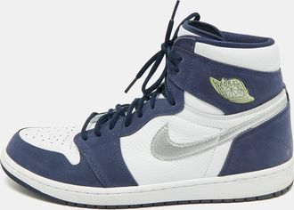 Air Jordan s Navy Blue/white Suede And Leather Jordan 1 Retro High Co. jp Midnight Navy Sneakers