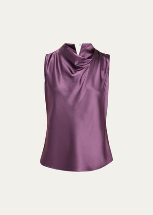 Veronica Beard Tam Silk-Blend Cowlneck Top